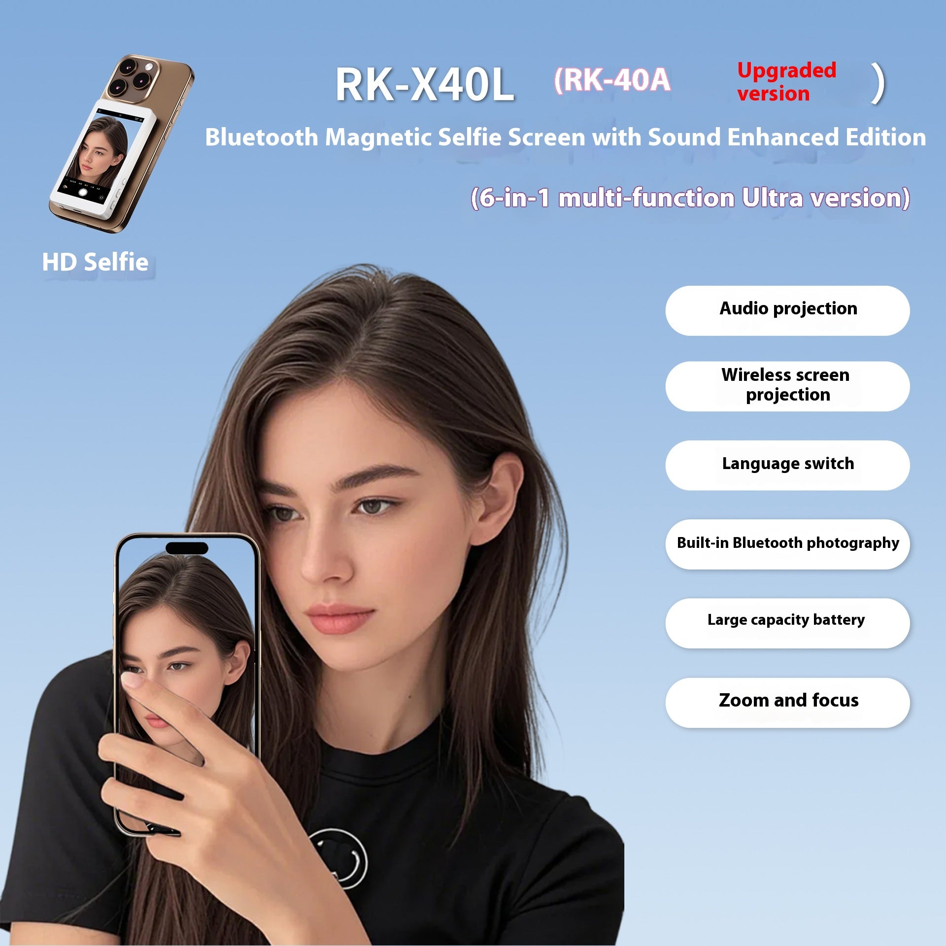 Mobile Phone Magnetic Screen Doubling Device for Live Selfie