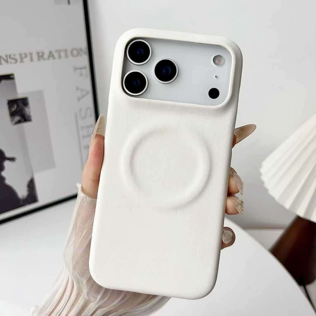 Minimalist Solid-Color Skin-Feel Sheepskin Magnetic Phone Case