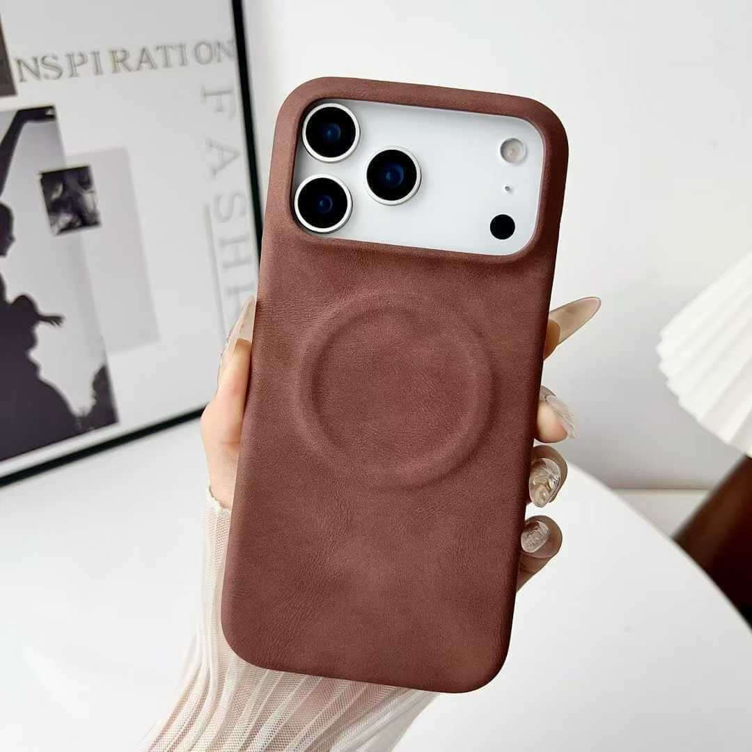 Minimalist Solid-Color Skin-Feel Sheepskin Magnetic Phone Case