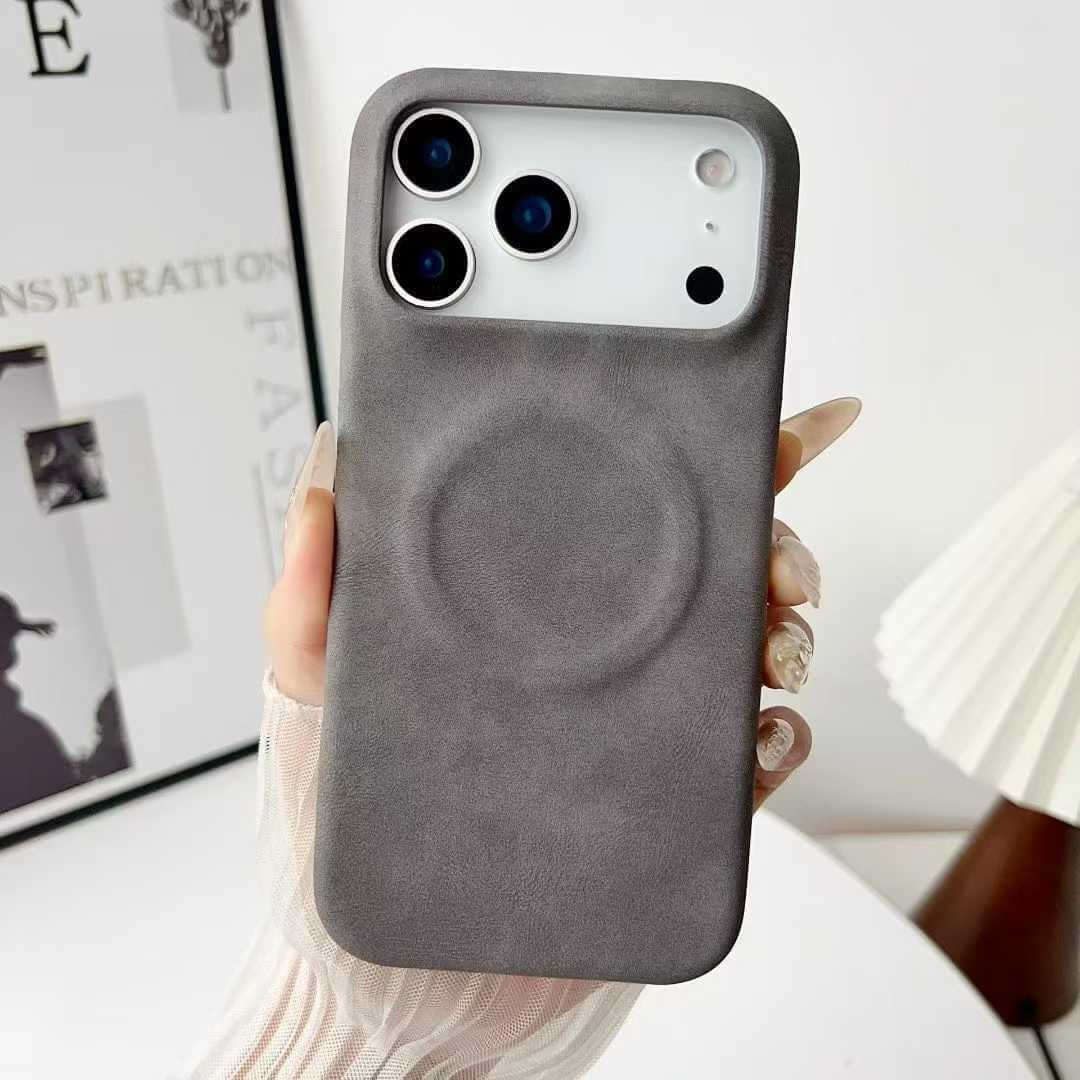 Minimalist Solid-Color Skin-Feel Sheepskin Magnetic Phone Case