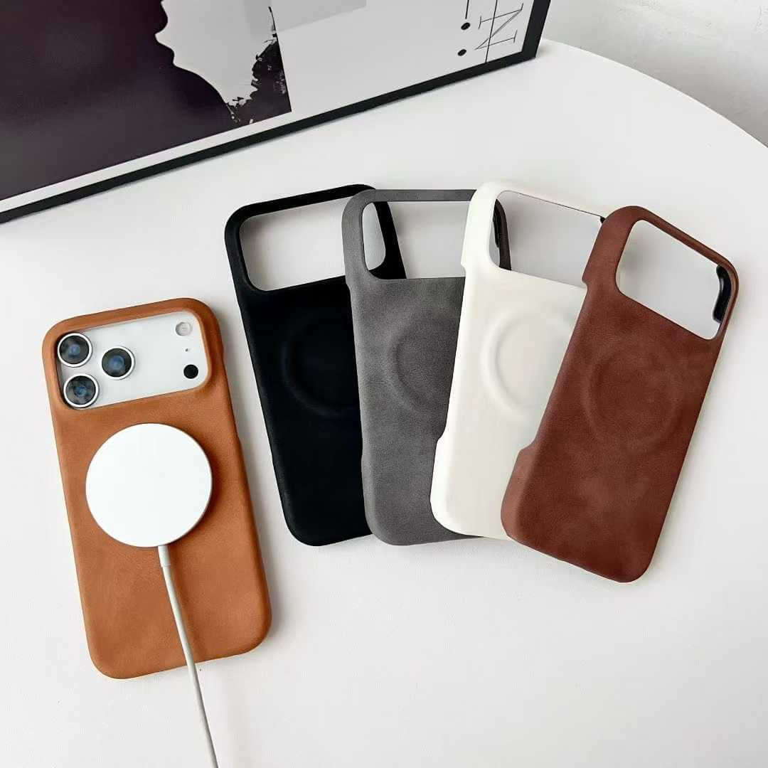 Minimalist Solid-Color Skin-Feel Sheepskin Magnetic Phone Case