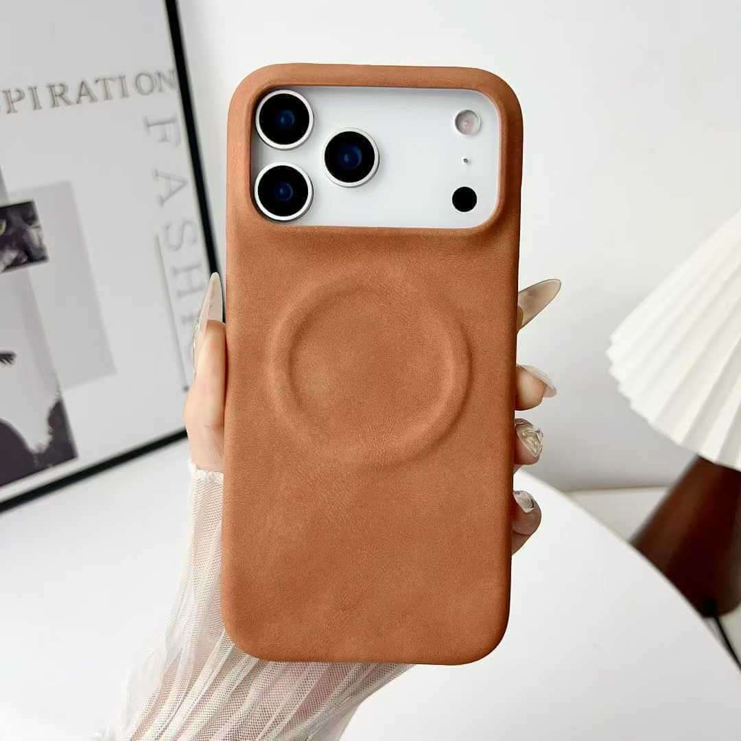 Minimalist Solid-Color Skin-Feel Sheepskin Magnetic Phone Case
