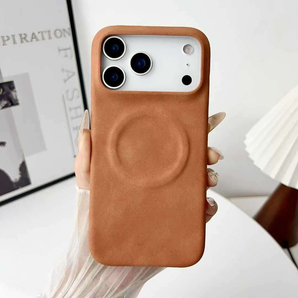Minimalist Solid-Color Skin-Feel Sheepskin Magnetic Phone Case